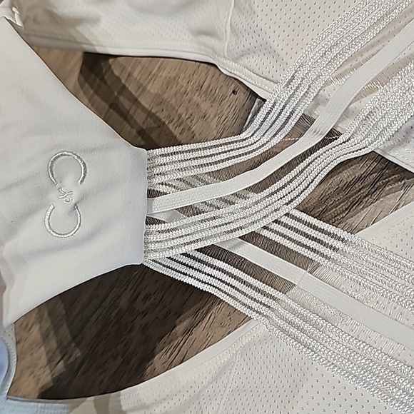 NWOT Curves and CombatBoots Mesh Bralette White Sports Bra size Large - Picture 3 of 8